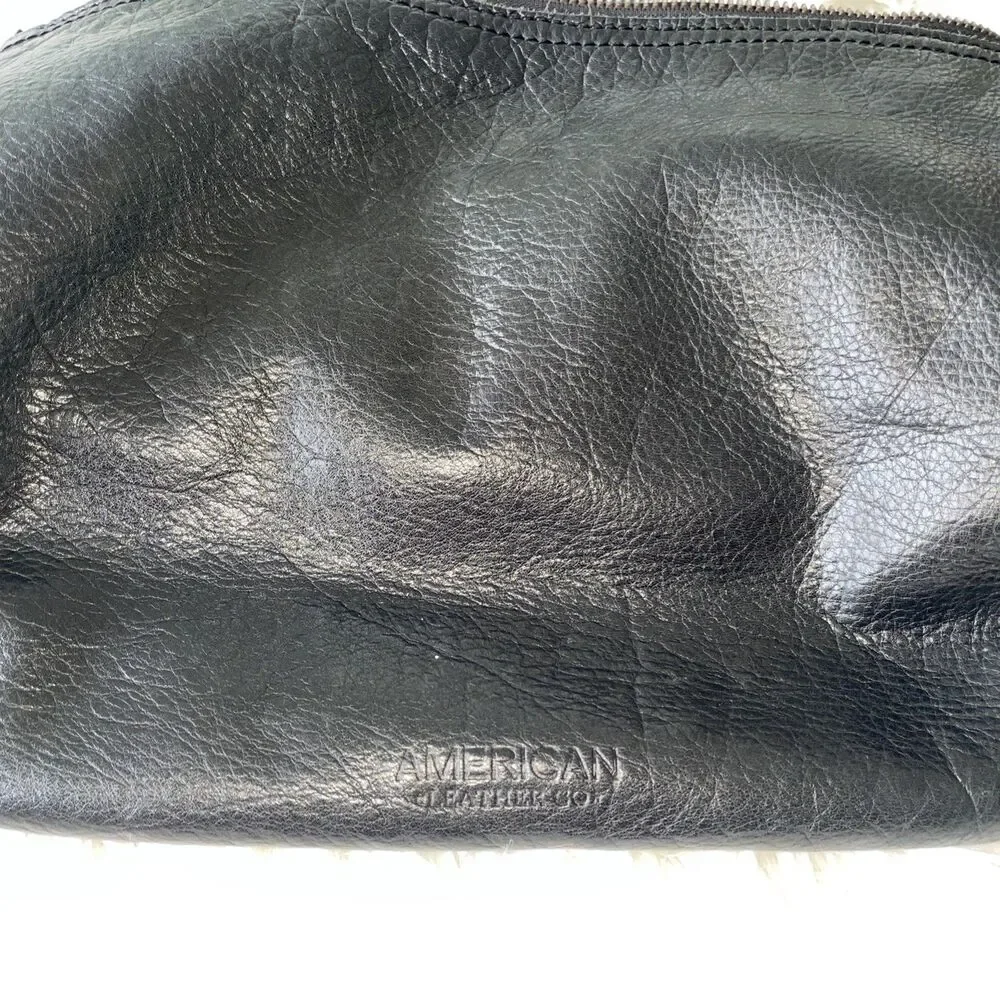 American Leather Co Black Soft Leather Crossbody Handbag Adjustable Strap